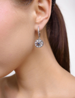 Серьги "Crystal Sun White" с перламутром Silver