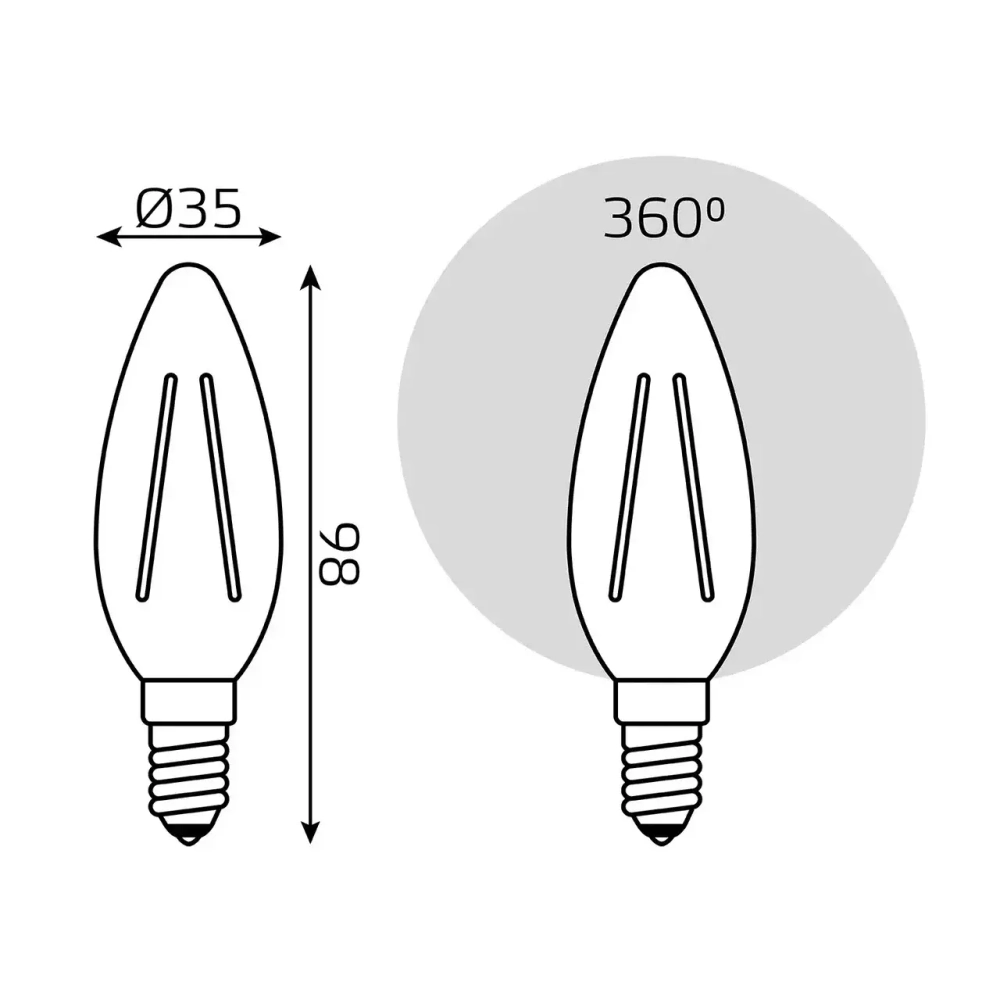 Лампа Gauss LED Filament Свеча 13W E14 1100 lm 2700K  103801113