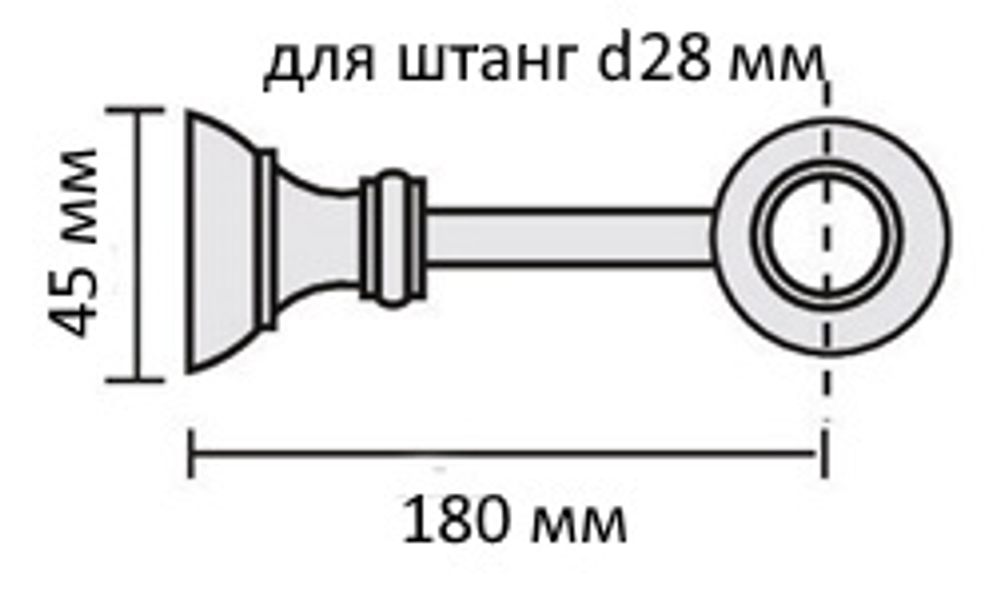 Кронштейн деревянный d28 мм однорядный, цвет коричневый