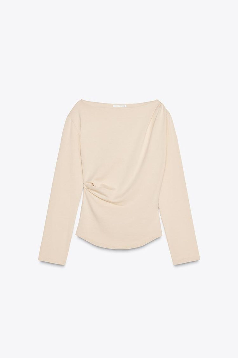 ZARA ТОП СО СБОРКАМИ СБОКУ, КАМЕННЫЙ