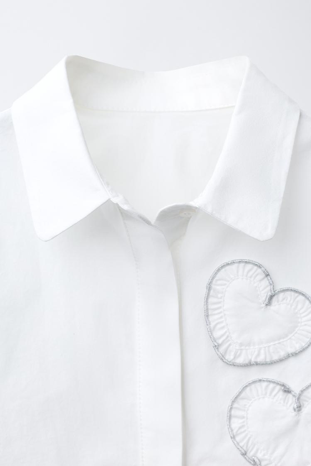 ZARA РУБАШКА С СЕРДЕЧКОМ, БЕЛЫЙ