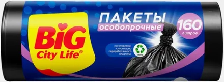 Пакеты для мусора Big City Life особопрочные LD 160л 10шт 24мкм