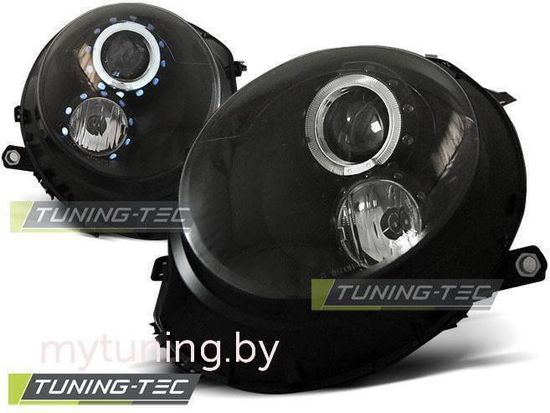 Передние фары angel eyes black для Mini Cooper R55 / R57
