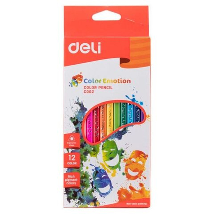 Карандаши цвет. 12цв Deli трехгранные, европодвес