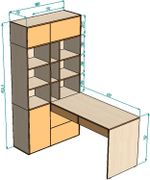 Стол письменный со стеллажом КарИВи 1000 Дуб Сонома Темно-серый