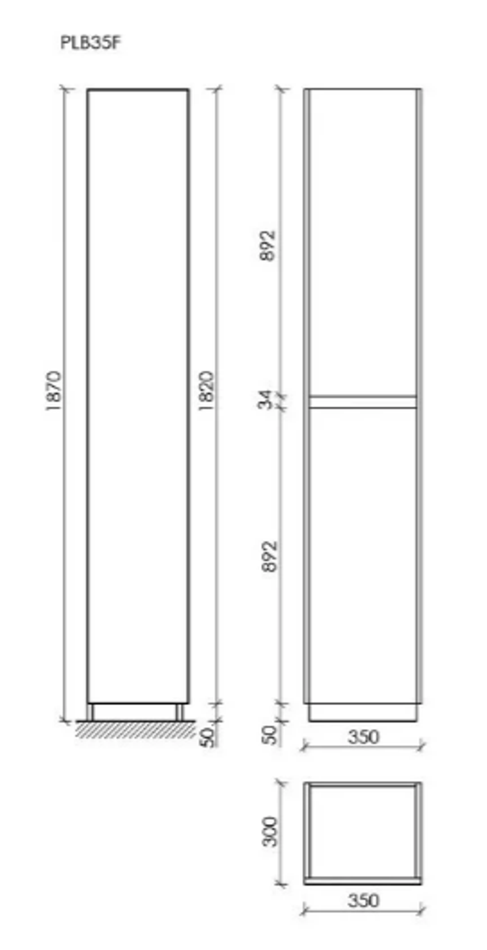Шкаф-пенал SANCOS Libra Floor напольный, дуб чарльстон, 350х300х1870мм, арт. PLB35FECH