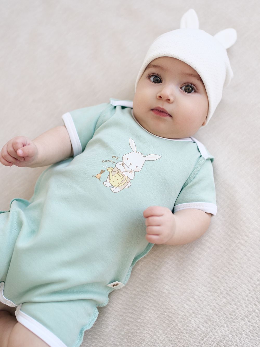 Шапочка с ушками "Молоко" 0+