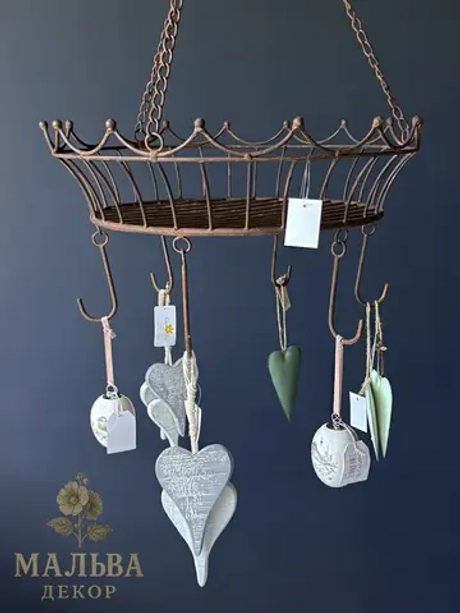 Подвесная корзина "Корона" D44xH26см + 50см подвес