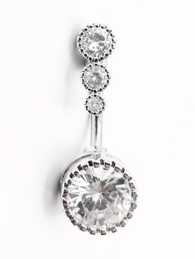 Украшение для пирсинга в пупок. Медицинская сталь, серебристый