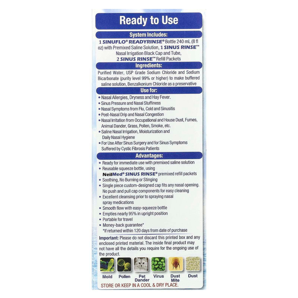NeilMed, SinuFlo ReadyRinse, смесь для промывания носа, набор из 2 предметов