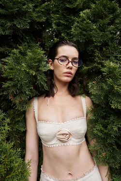 Топ-бюстье с розой изо льна