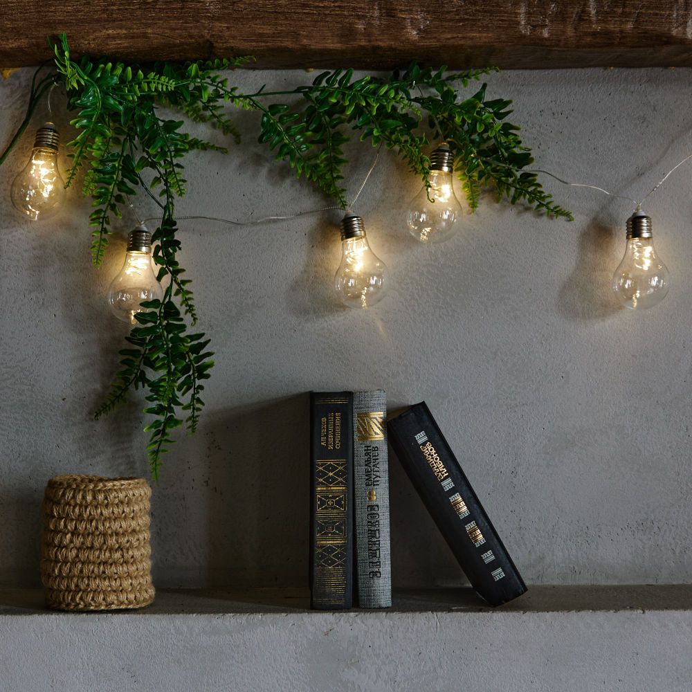 ULD-S1800-050-STB-3AA WARM WHITE IP20 RETRO BULBS-1 Гирлянда светодиодная Лампочки ретро-1. на батарейках 3AA не в-к. 1.8м. 50 светодиодов. Теплый белый свет. Провод прозрачный. TM Uniel