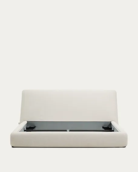 Кровать Martina со съемным чехлом из шенилла цвета экрю 180 x 200