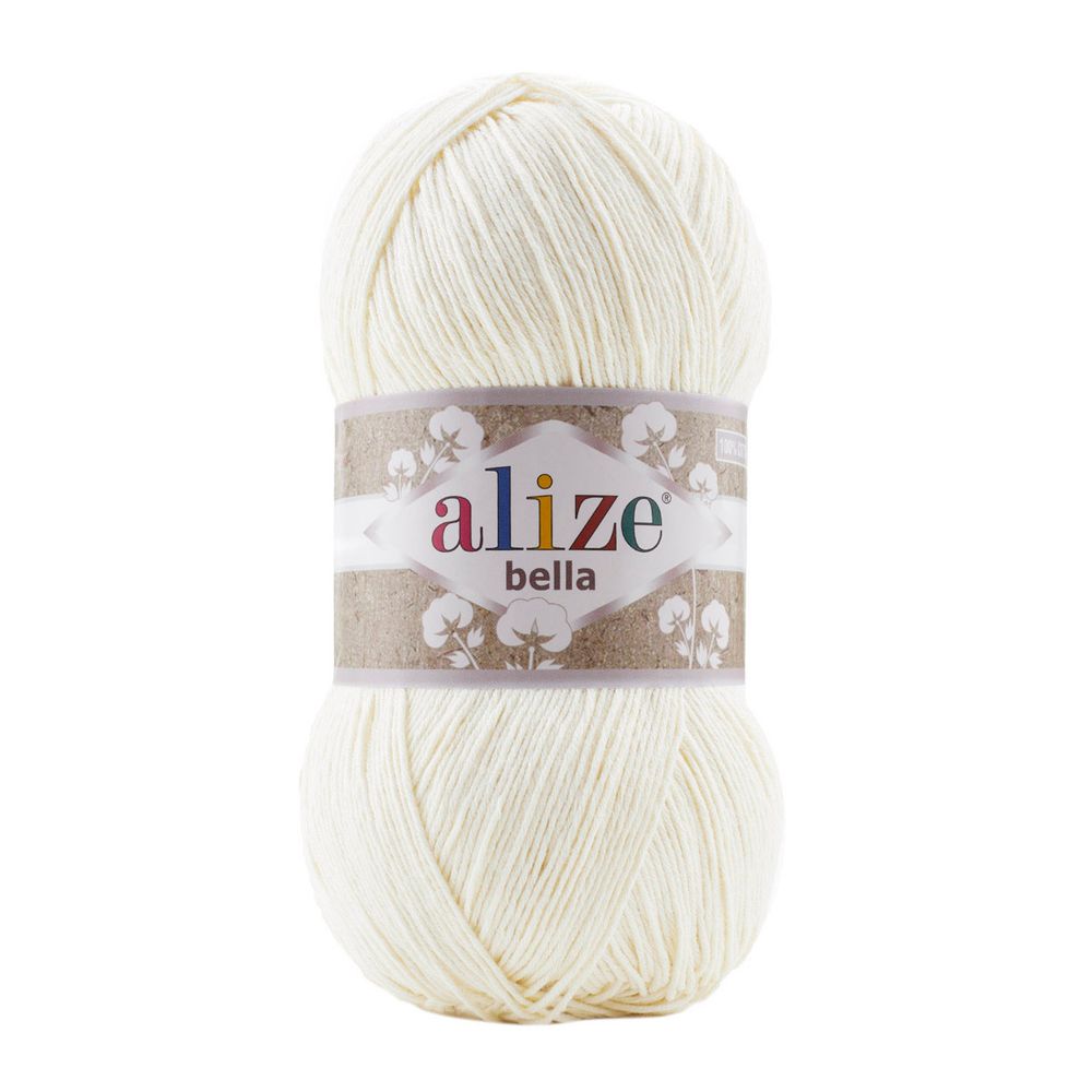 Пряжа Alize (Ализе) Bella 100 / уп.5 мот. по 100 г, 360м, 062 молочный A