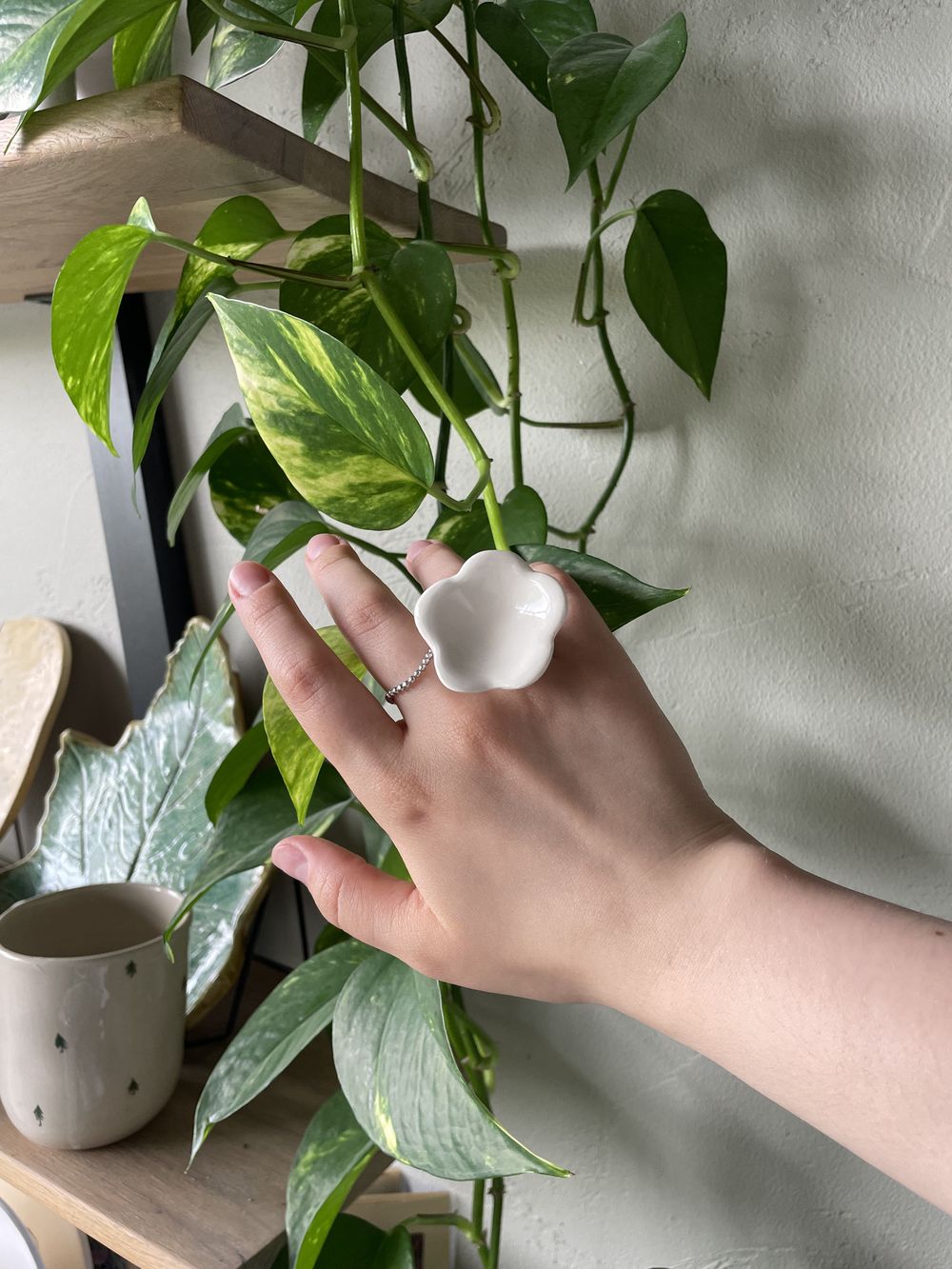 Кольцо Цветок, керамика