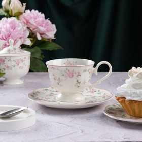 Чайная пара 200 мл,фарфор "NOBLE" серия "Retro Ritz-La Vie En Rose"