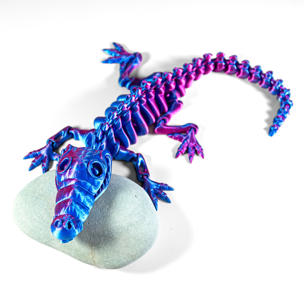 Веселый Крокодил-скелетон, гибкая шарнирная игрушка-антистресс, 3D печать, 32 см, лиловый