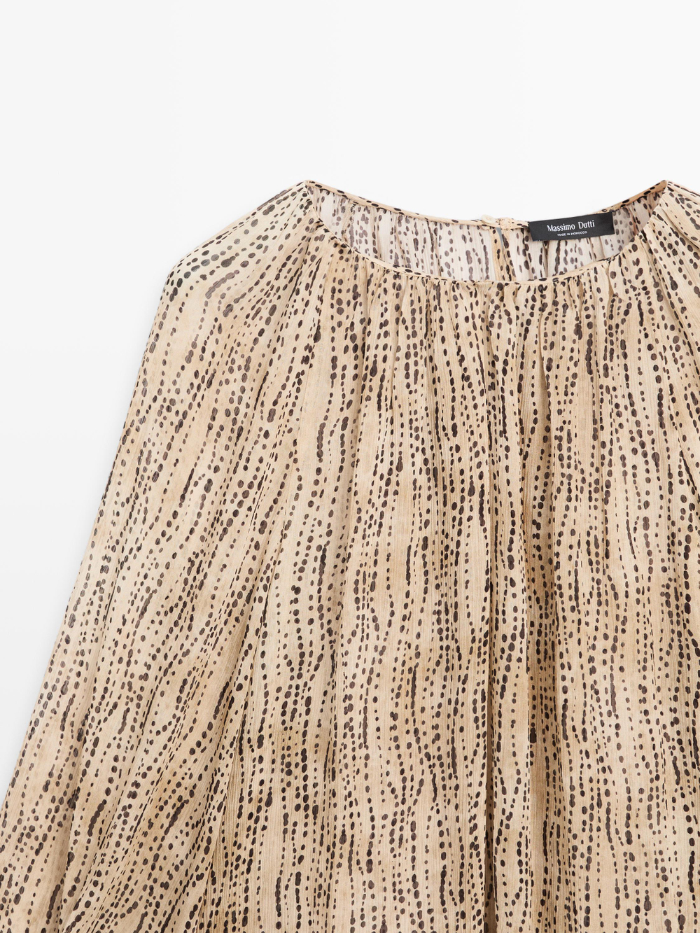 Massimo Dutti Полупрозрачная драпированная блузка, каменно-серый