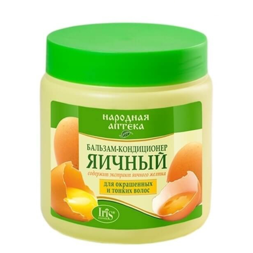 Бальзам-кондиционер Народная аптека Яичный для окрашенных и тонких волос 500 мл