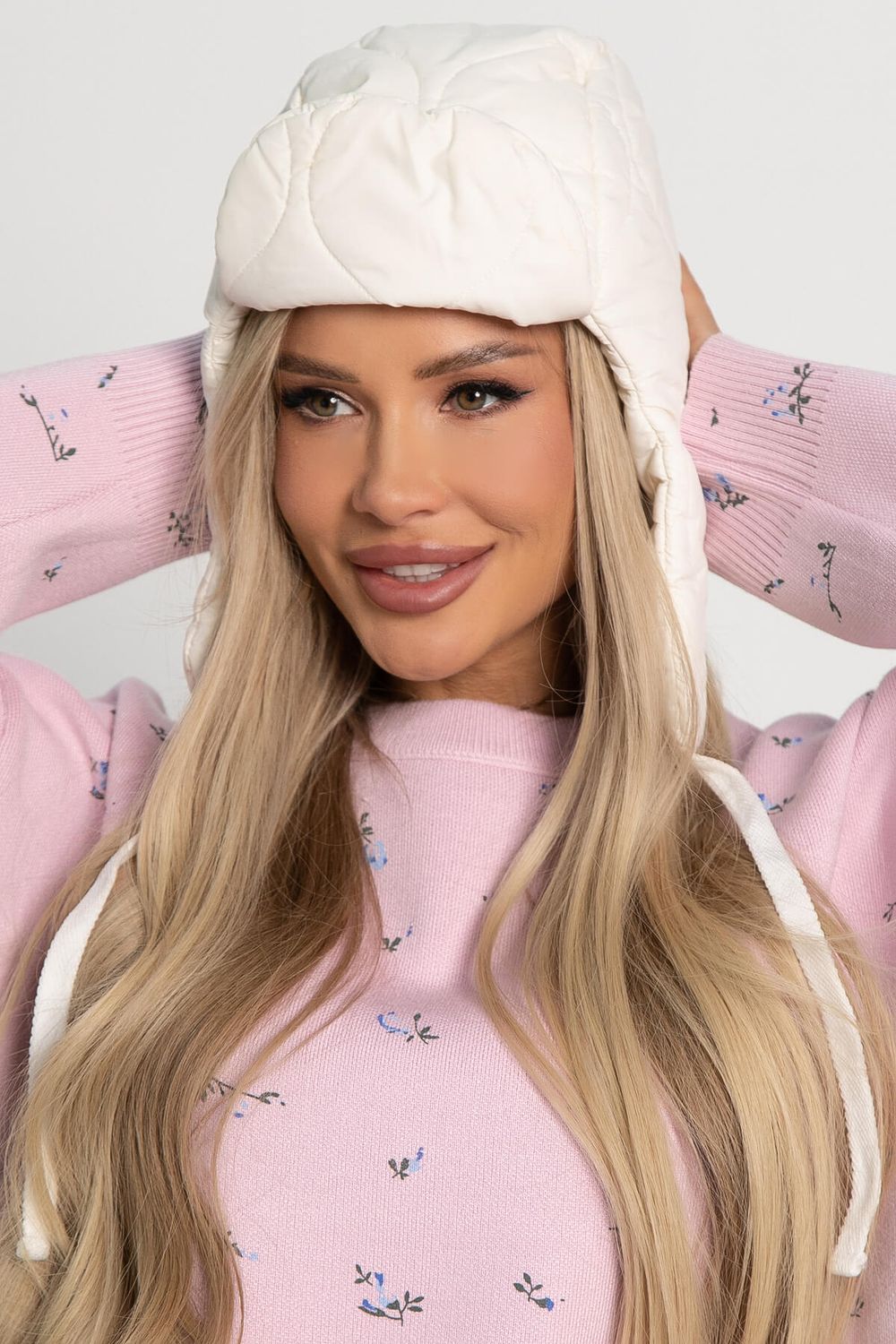 Ушанка стёганая (айвори) УС2 LT Collection