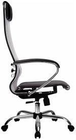 Кресло офисное МЕТТА "К-3" хром, ткань-сетка, сиденье и спинка регулируемые, темно-серое