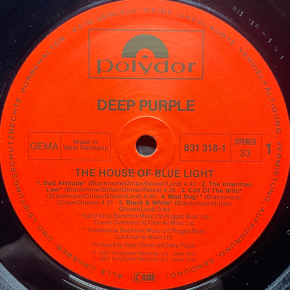 Deep Purple - The House Of Blue Light (Германия 1987г.)