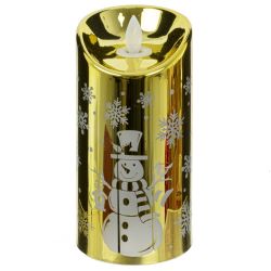 GAEM Изделие декор Свеча "Золотой снеговик" (подсвет, AAAх3 н/п) L7,5 W7,5 H14,5 см