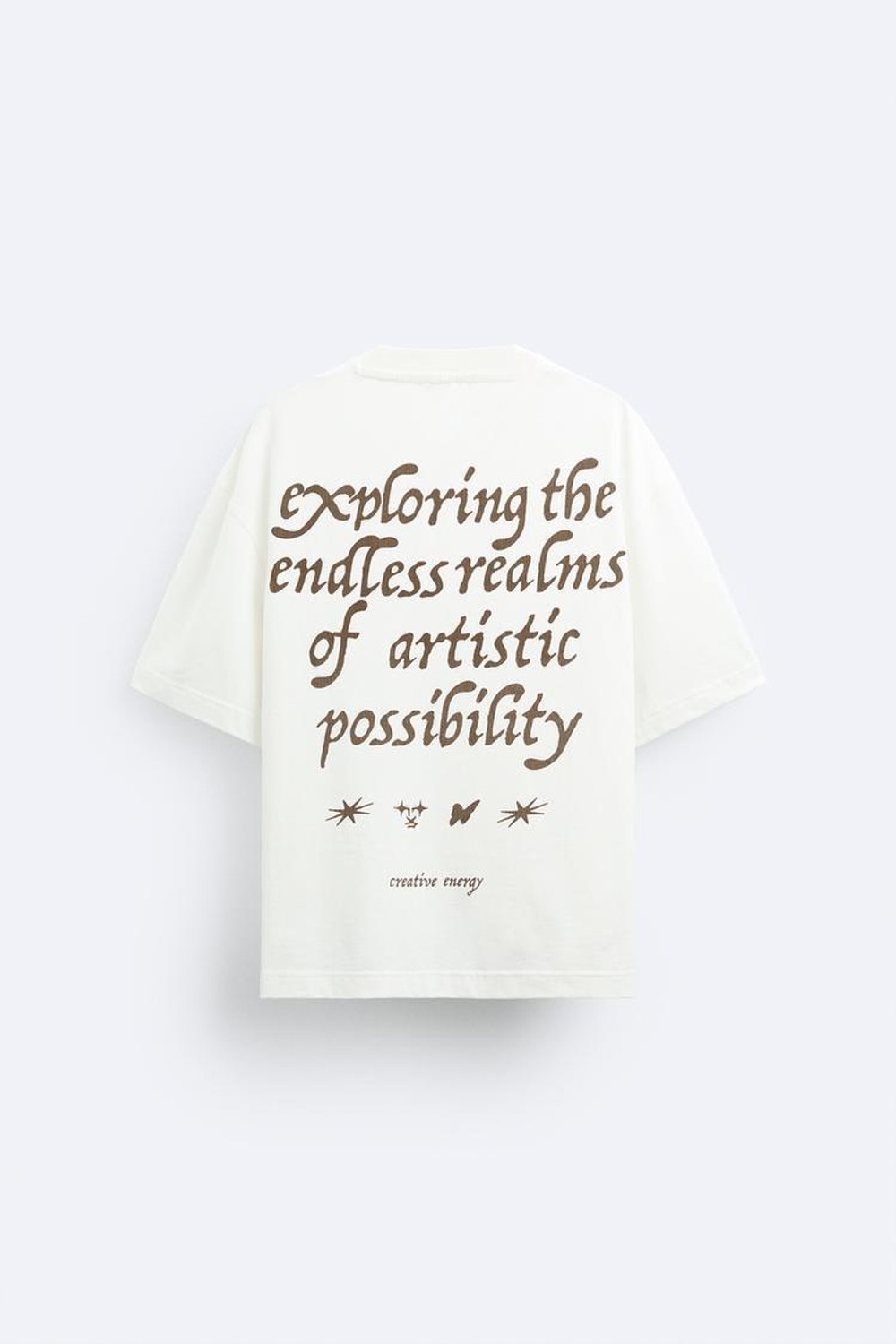 ZARA ФУТБОЛКА СВОБОДНОГО КРОЯ, ЖЕЛТОВАТО-БЕЛЫЙ