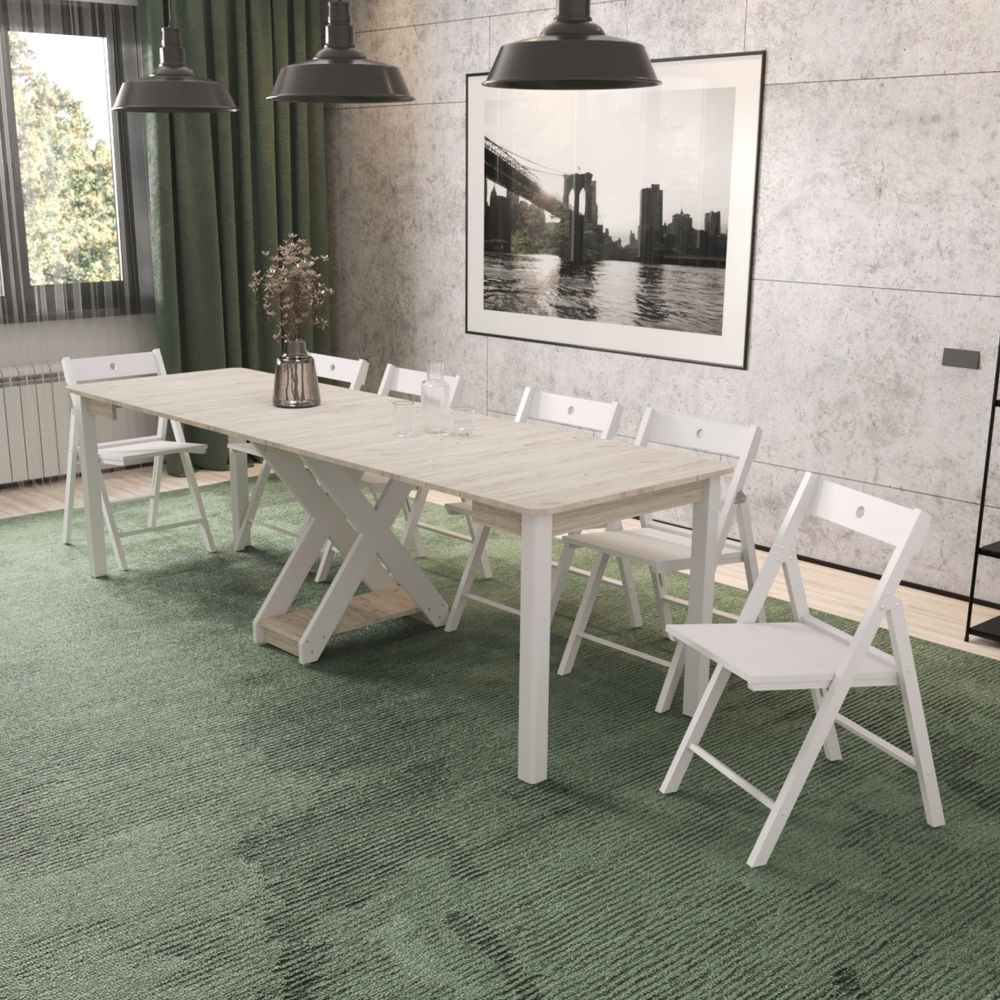 Стол трансформер NOVUS 2, цвет дуб крафт белый/ белый матовый