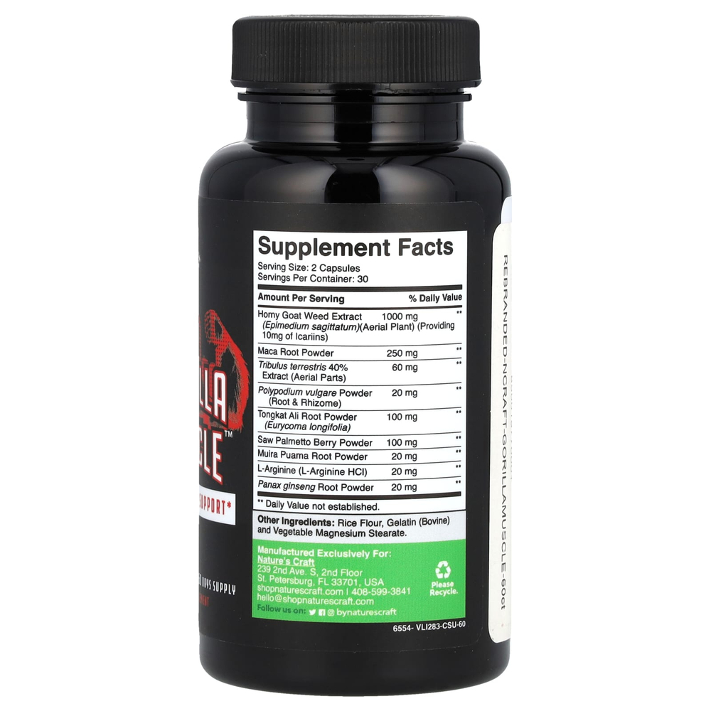 Nature's Craft, Gorilla Muscle ™, поддержка работоспособности, 60 капсул