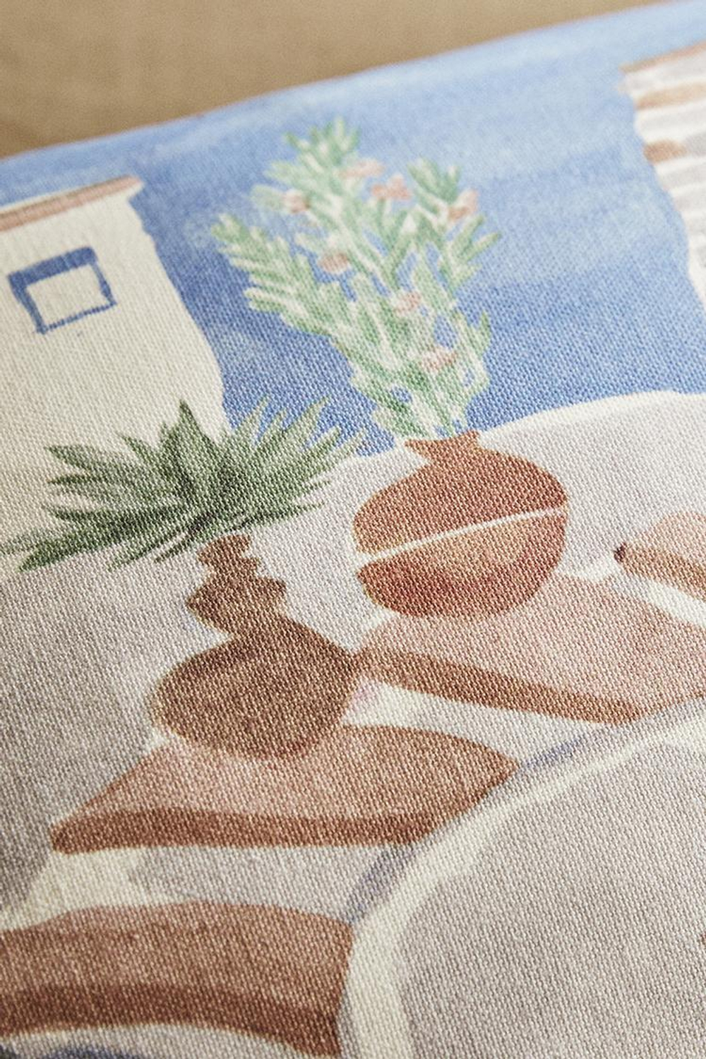 ZARA HOME ЧЕХОЛ ДЛЯ ДЕКОРАТИВНОЙ ПОДУШКИ С ПРИНТОМ, СИНИЙ