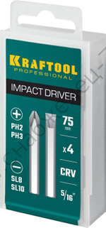 KRAFTOOL 75 мм, 4 шт, Набор бит для ударной отвертки (25552)