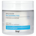 SNP, Triple Water, пилинг-диски с успокаивающим эффектом, 60 шт., 135 мл (4,56 жидк. унции)