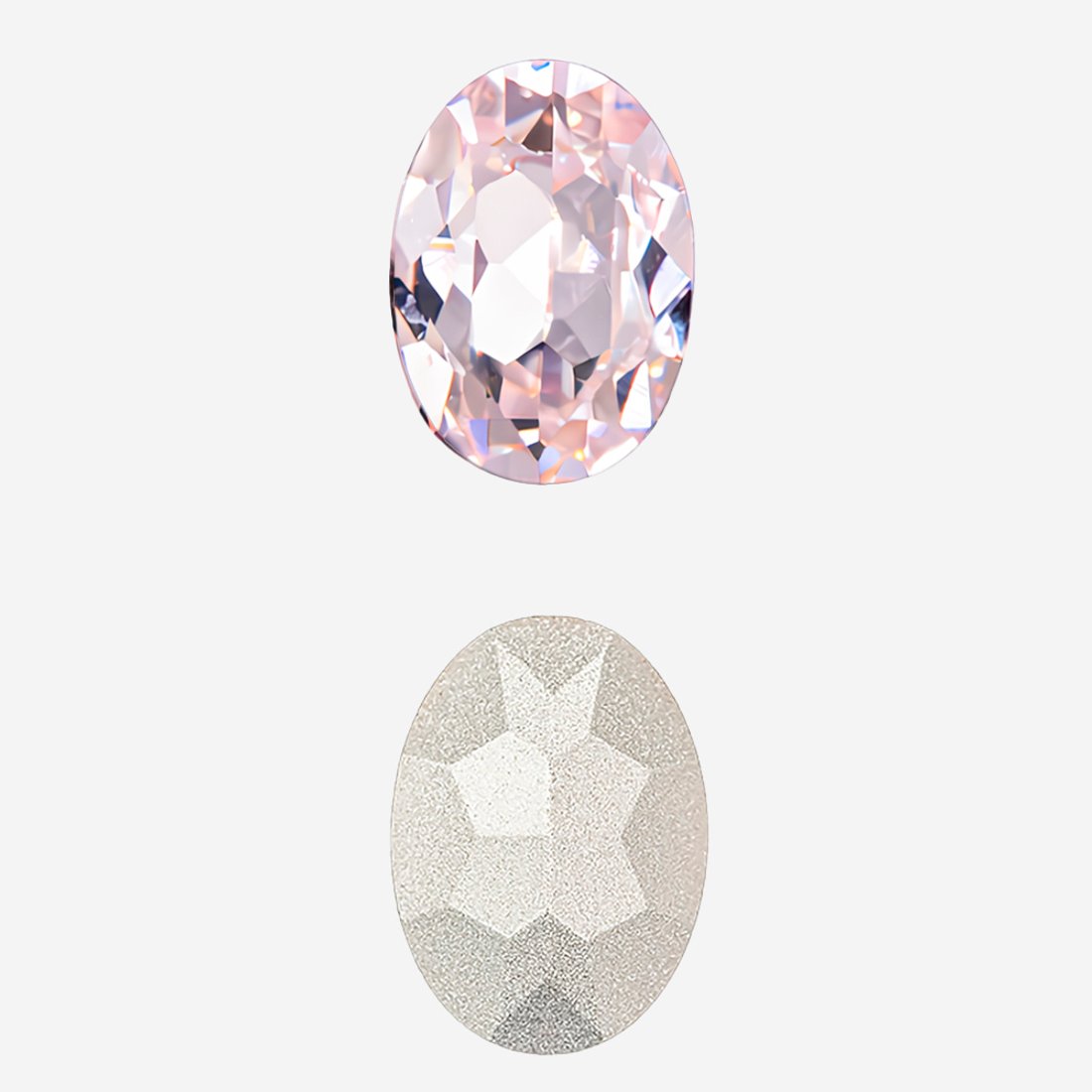 Кристалл Овал (Oval Fancy Stone), оттенок "Светло-розовый"/"Light Rose", 14*10мм