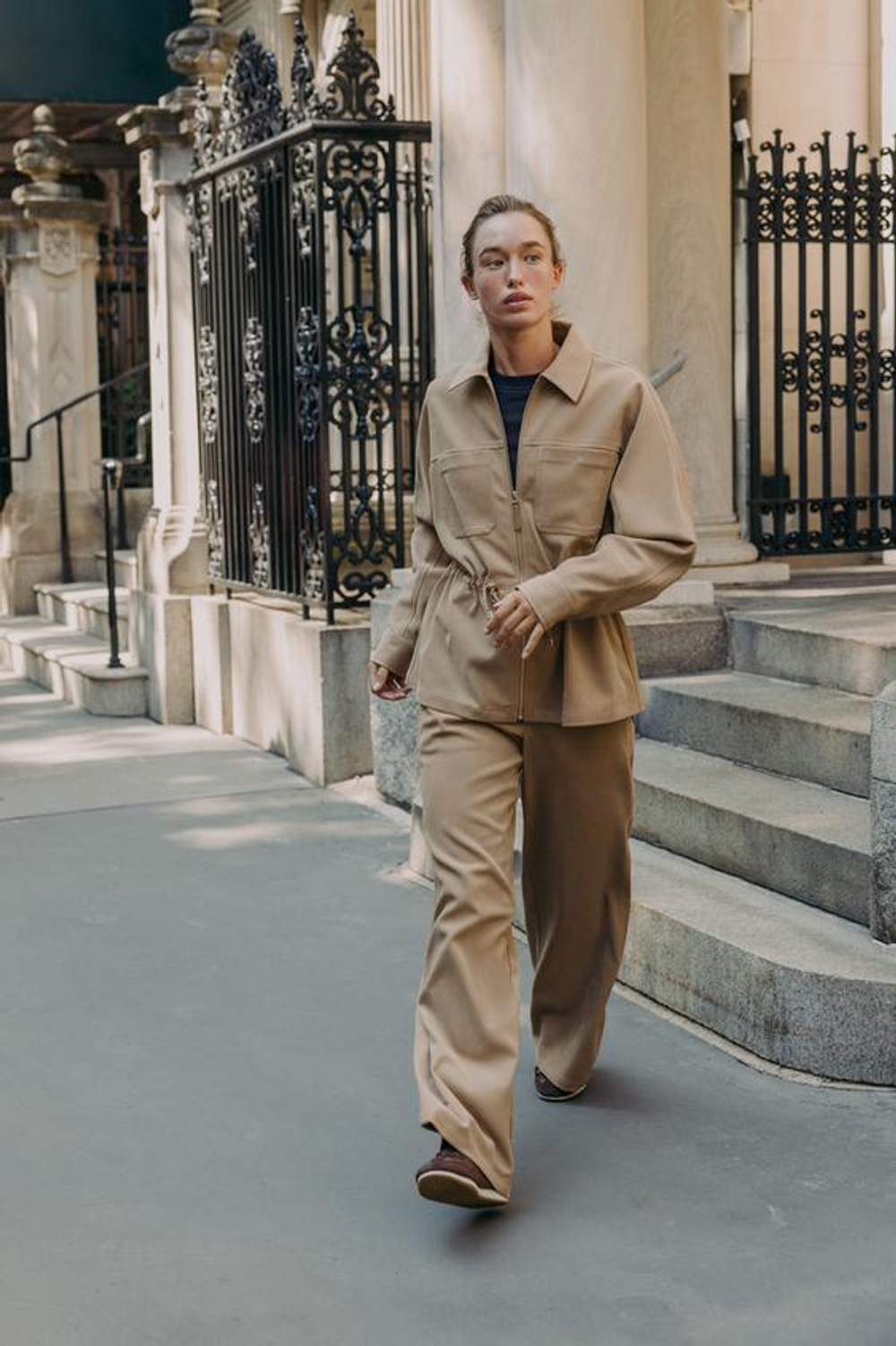 ZARA БРЮКИ WIDE LEG, МЯГКИЙ КАШТАНОВЫЙ