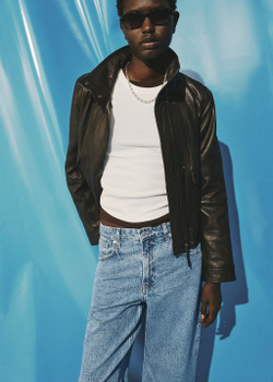 Прямые джинсы из жатой ткани