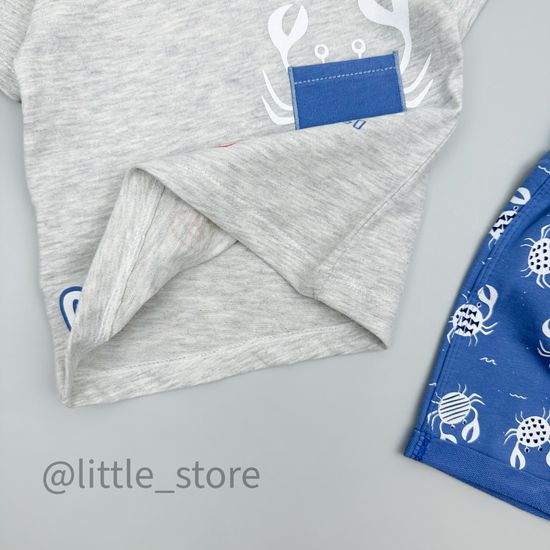 Комплект хлопковый "Cool crab" серый/синий