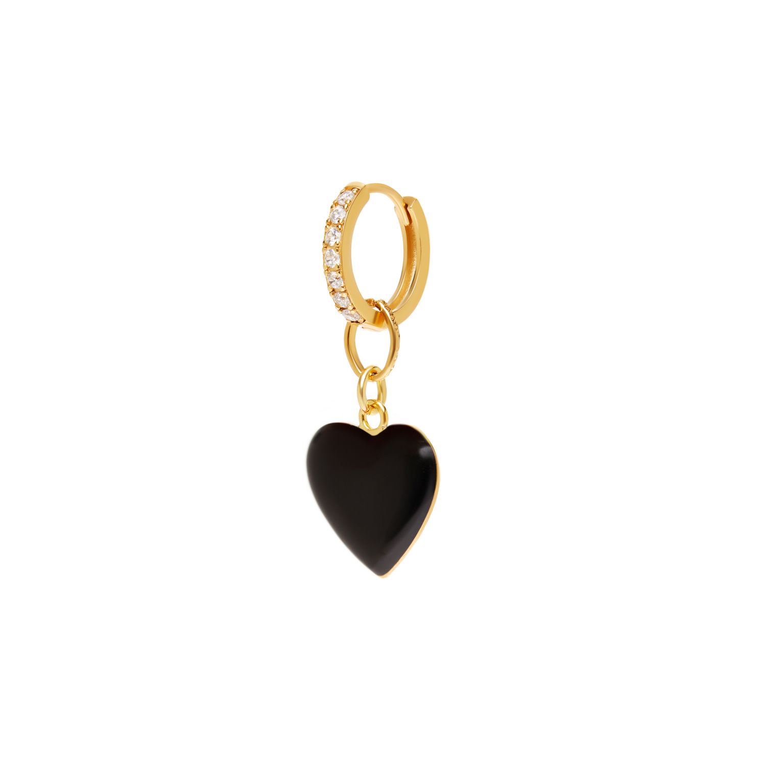Моносерьга Gold Black Heart Big Earring