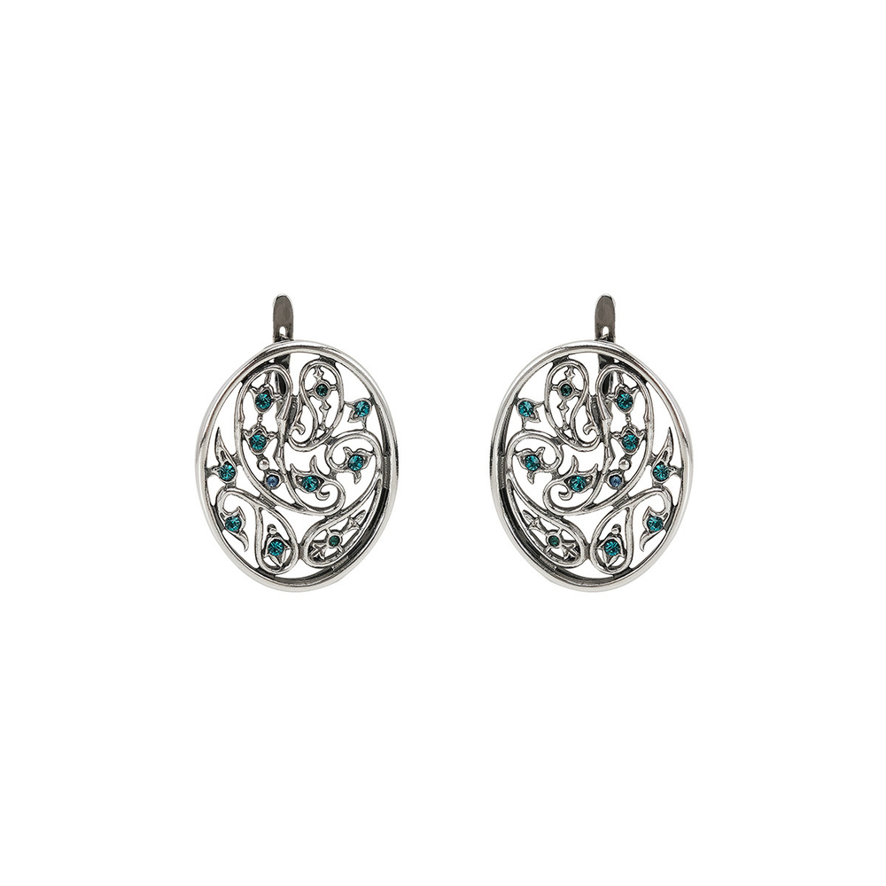 "Пейсли" серьги в серебряном покрытии из коллекции "Ист бум" от Jenavi с английским замком