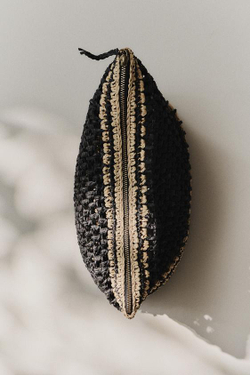 ZARA HOME ПЛЕТЕНАЯ БУМАЖНАЯ СУМКА-КЛАТЧ, ЧЕРНЫЙ