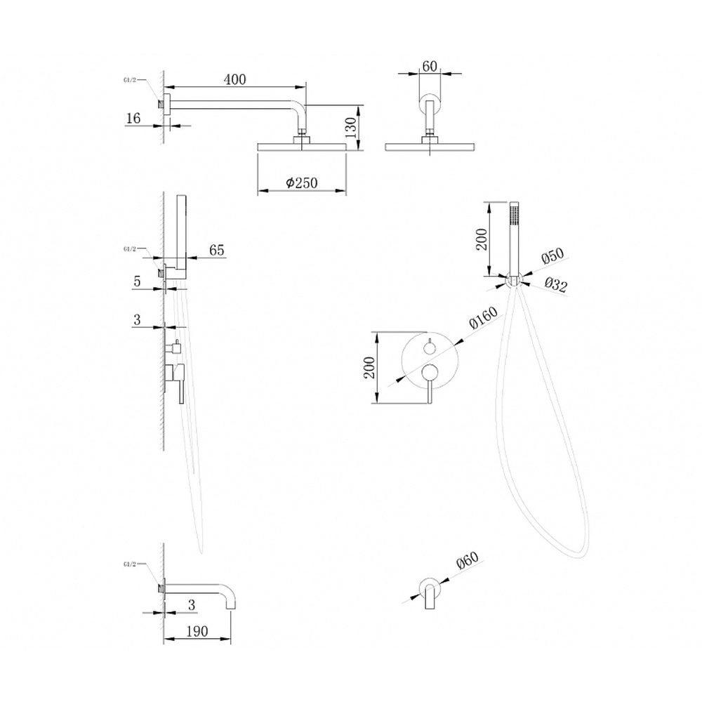 Душевая система Abber Wasser Kreis AF8117 Хром