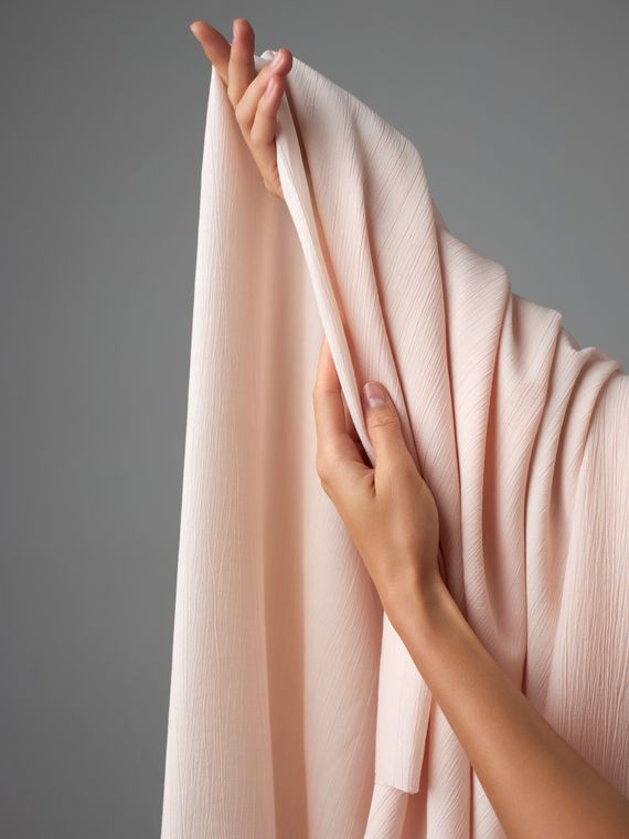 Ткань хлопок креш &quot;жатка&quot;, Китай, кремово-розовый