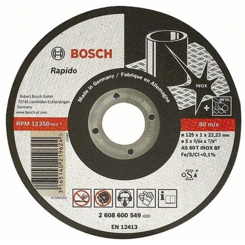 КРУГ ОТРЕЗНОЙ BOSCH INOX 125Х1Х22,23ММ 2608600549