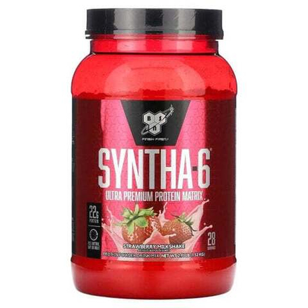 Протеиновые коктейли BSN, Syntha-6, Ultra Premium Protein Matrix, клубничный молочный коктейль, 1,32 кг (2,91 фунта)