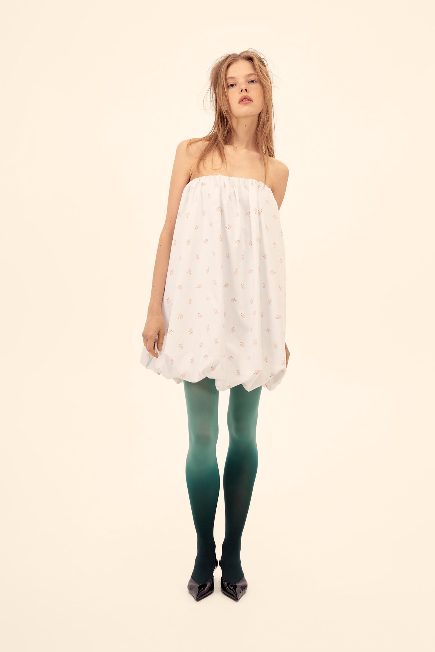 Платье с цветочным принтом (Balloon), белое