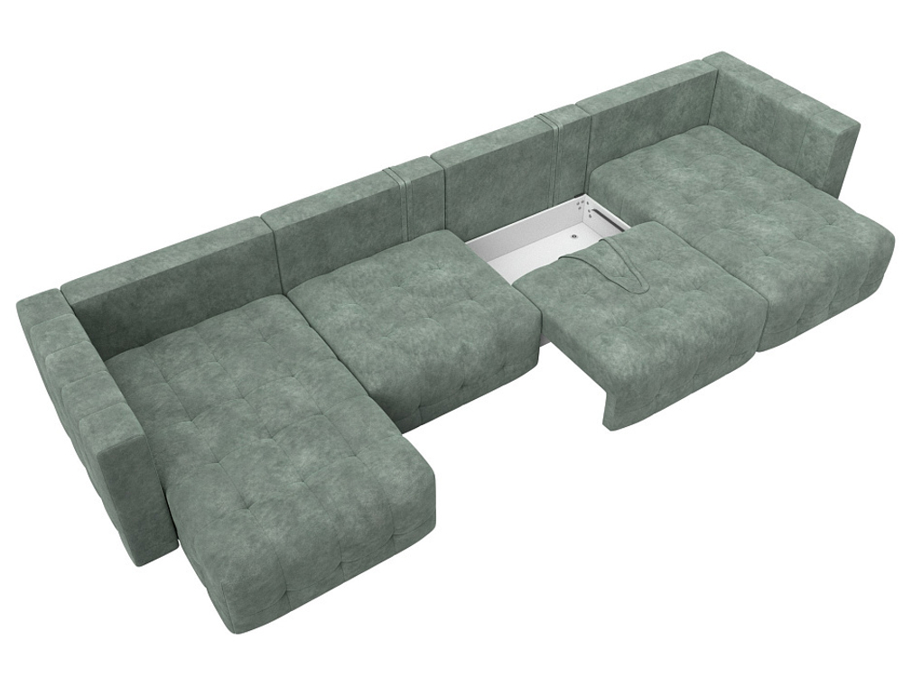 Диван П-образный Лига-052 НПБ Лонг, BRUT 08 ВЕЛЮР зеленый