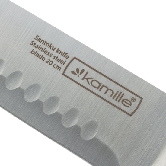 Нож кухонный "Сантоку" из нержавеющей стали Kamille КМ-5192 (лезвие 16 см, рукоятка 14,5 см)
