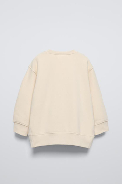 ZARA КОМПЛЕКТ ИЗ ТОЛСТОВКИ И ЛЕГИНСОВ В РУБЧИК С НАДПИСЬЮ, ЭКРЮ