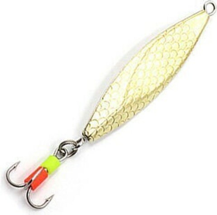 Блесна вертикальная "ЯМАН" Листик с тройником, размер 40 мм, вес 5,7 г, цвет никель/латунь