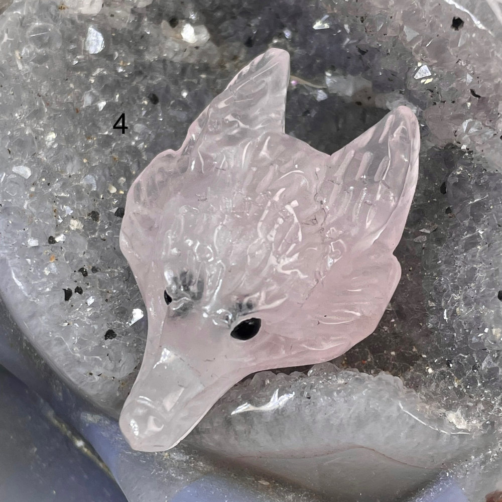 53914  Розовый кварц Кулон Бусина Лиса 25*38мм